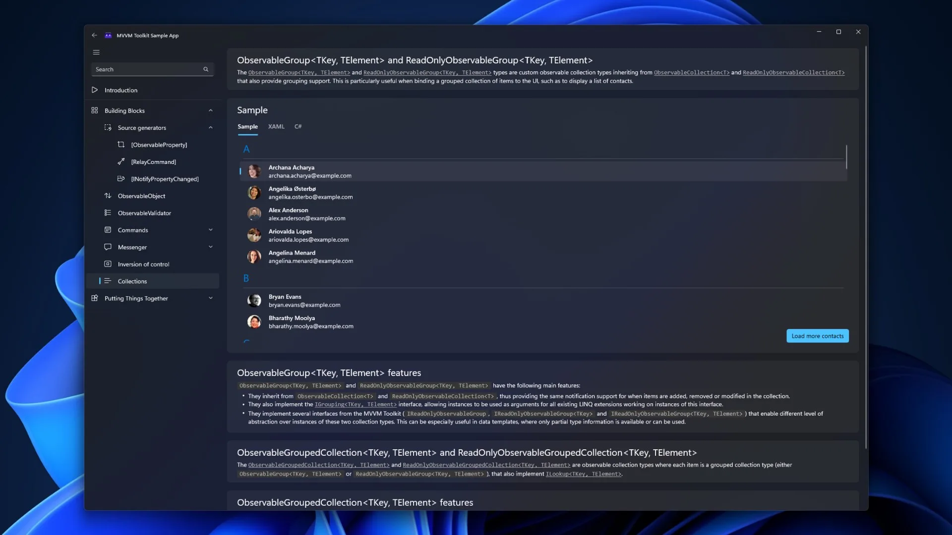 MVVM Toolkit Sample App screenshot 2