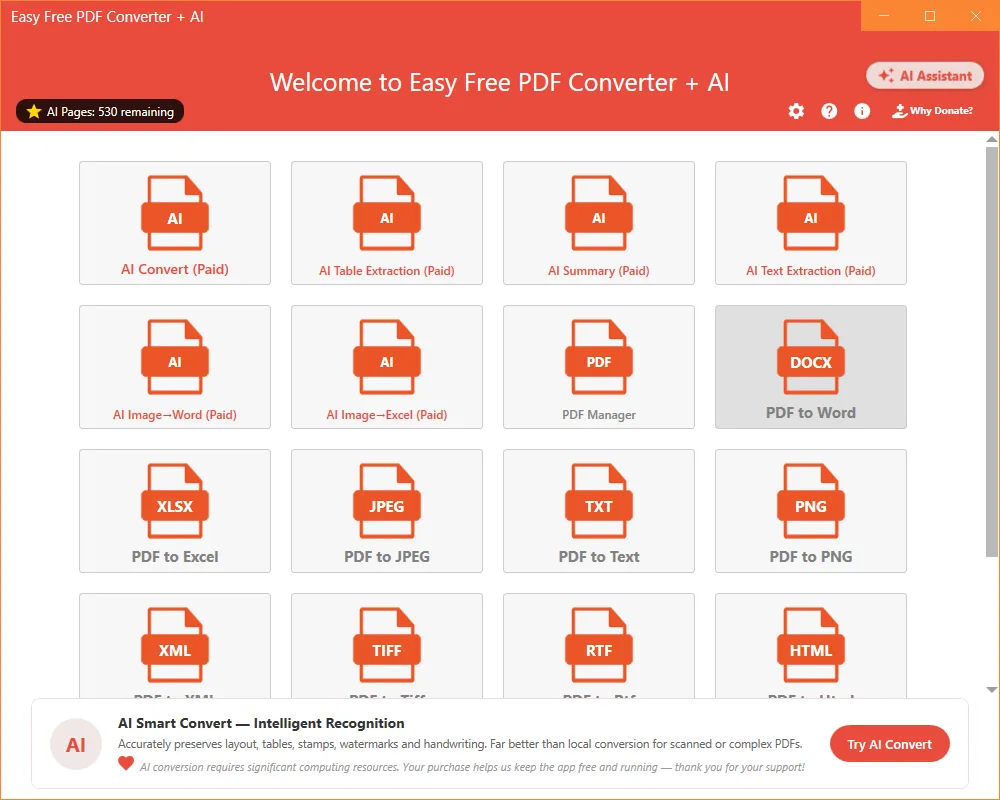 Easy Free PDF Converter + AI screenshot 1