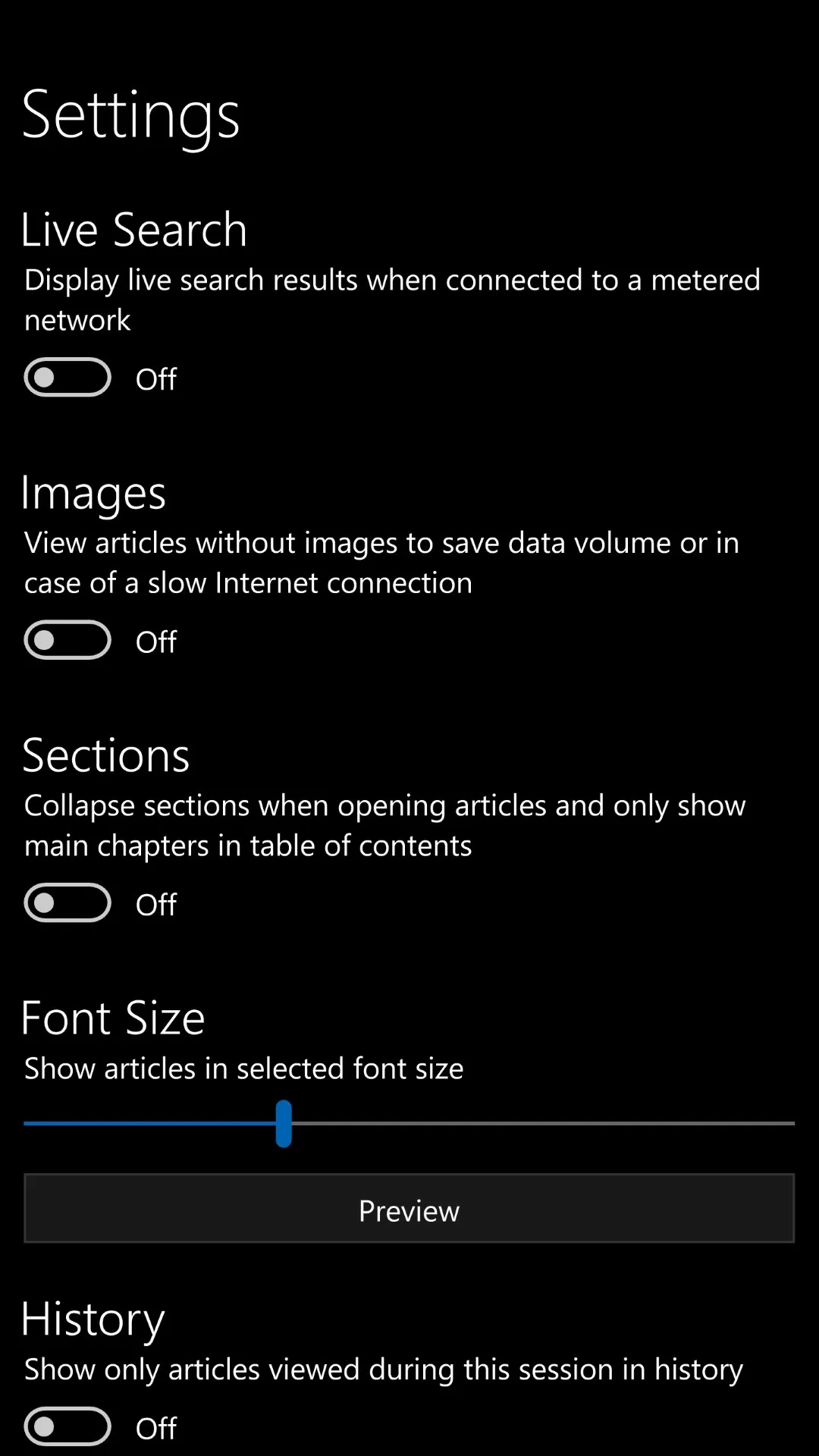 Wikini for Wikipedia screenshot 1