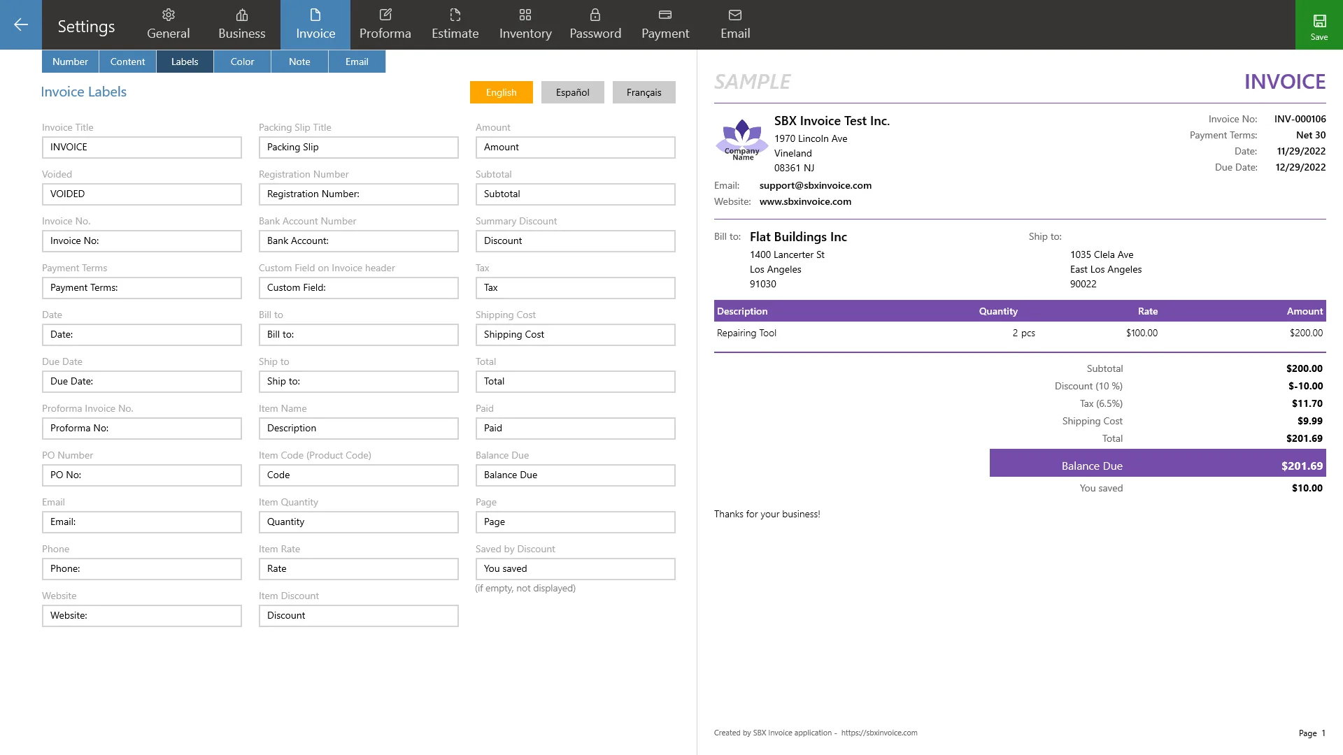 SBX Invoice screenshot 4
