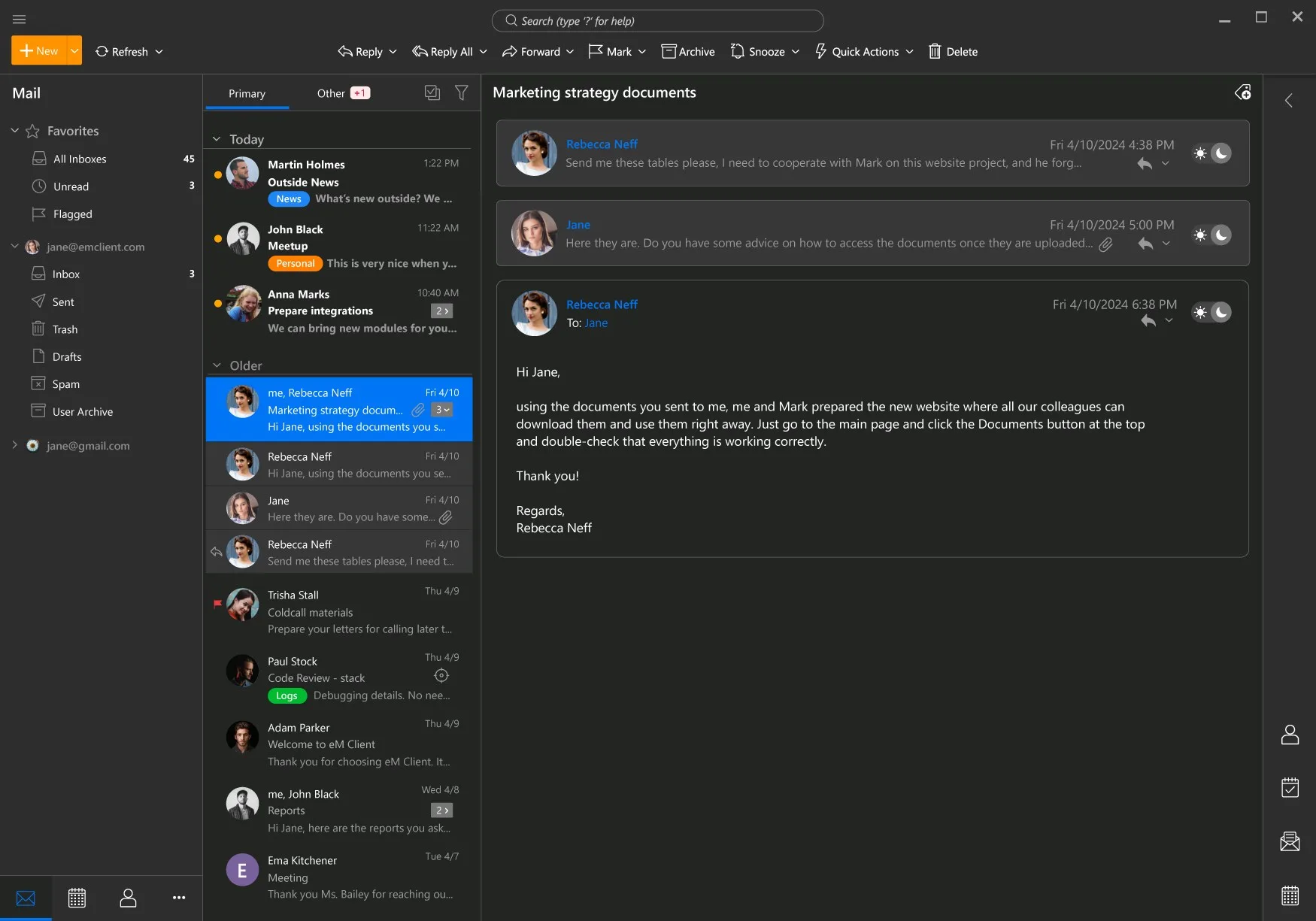 eM Client screenshot 1