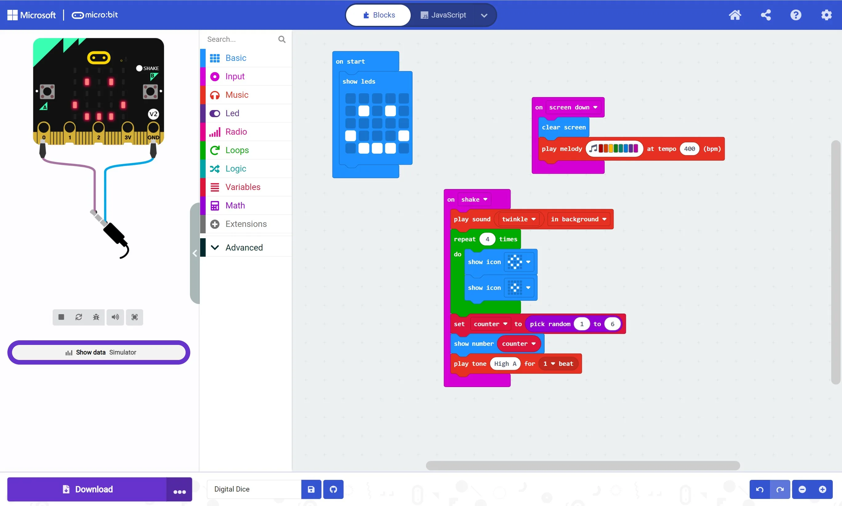 Microsoft MakeCode for micro:bit screenshot 1
