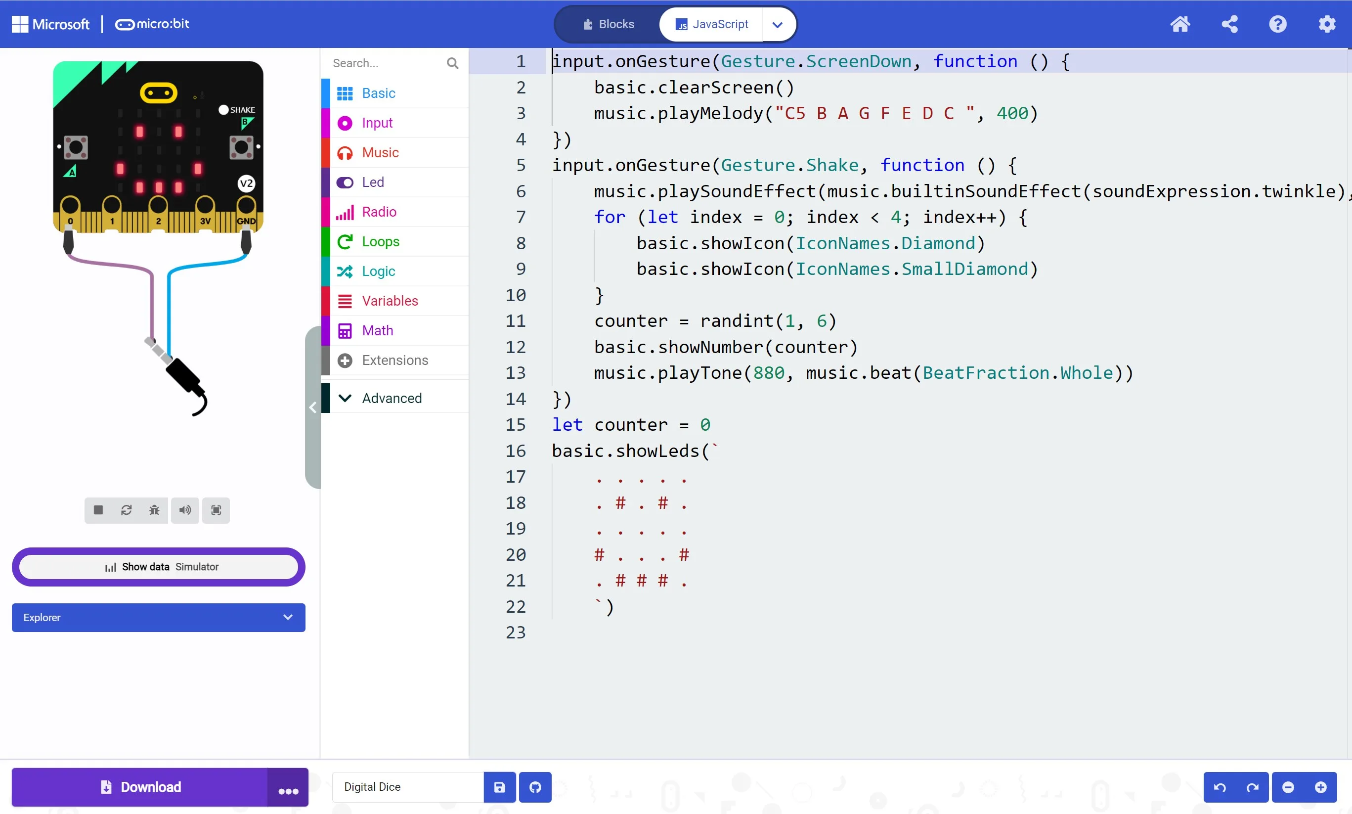 Microsoft MakeCode for micro:bit screenshot 2