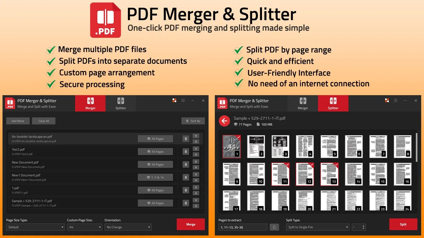PDF Merger & Splitter - Split & Join PDF Files screenshot 1