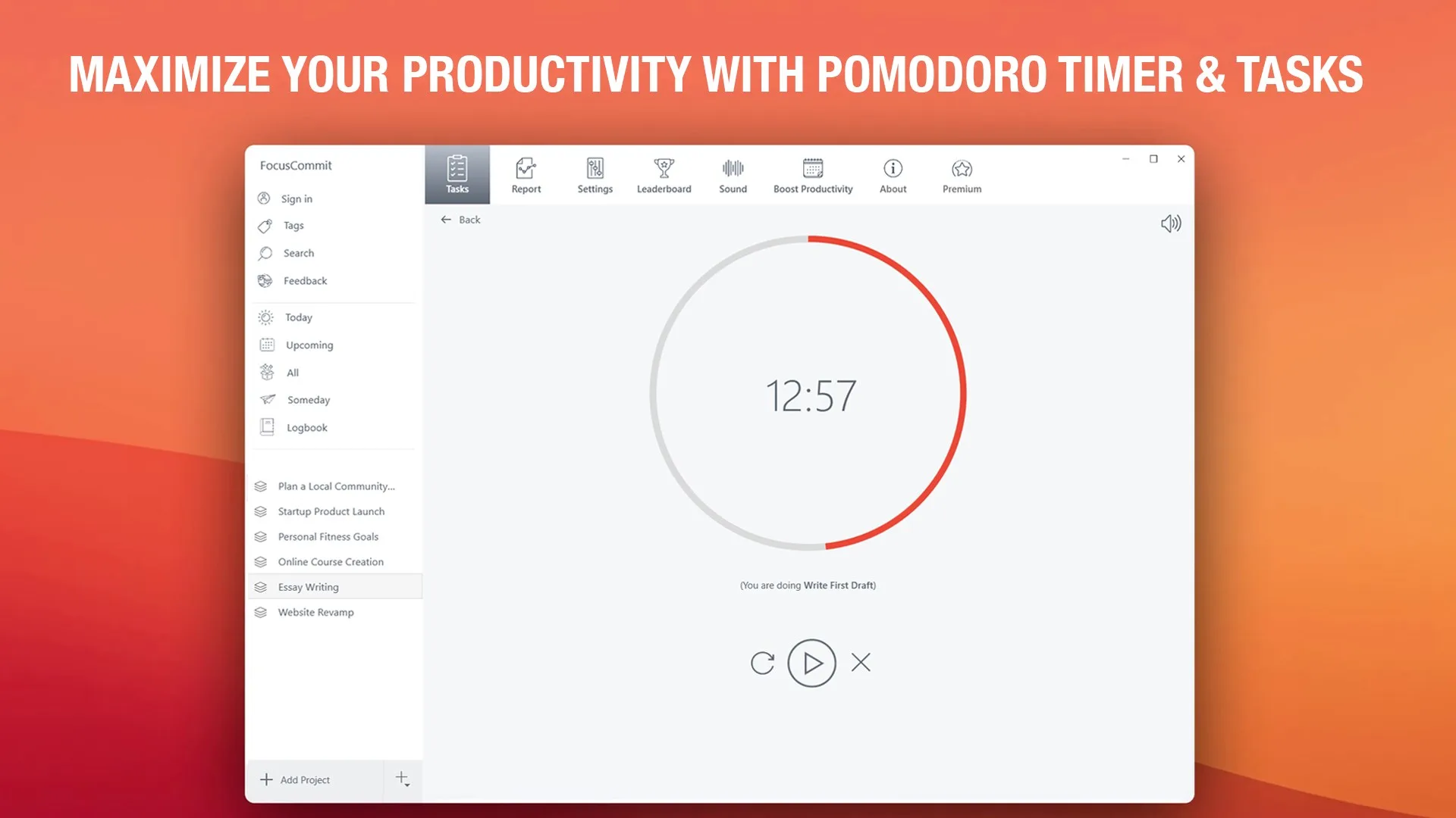 FocusCommit: Pomodoro Timer & Planner screenshot 1