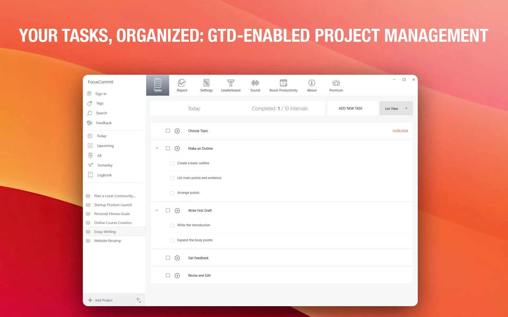 FocusCommit: Pomodoro Timer & Planner screenshot 2