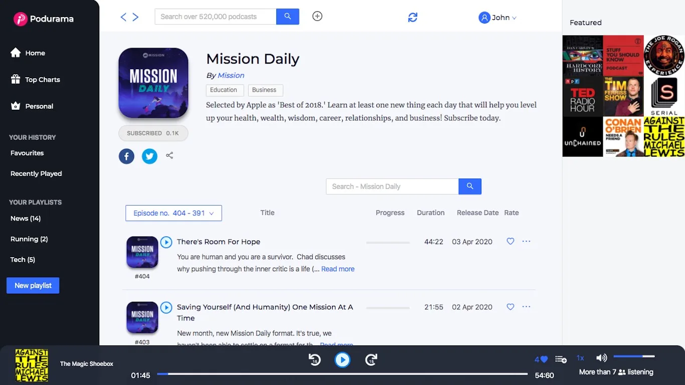 Podurama Podcast Player screenshot 2