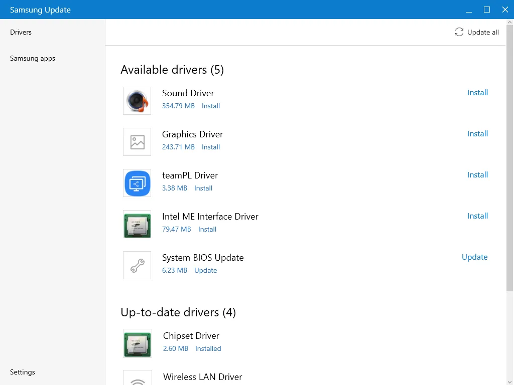 Samsung Update screenshot 1