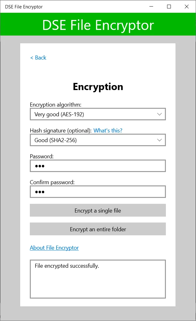 DSE File Encryptor screenshot 2