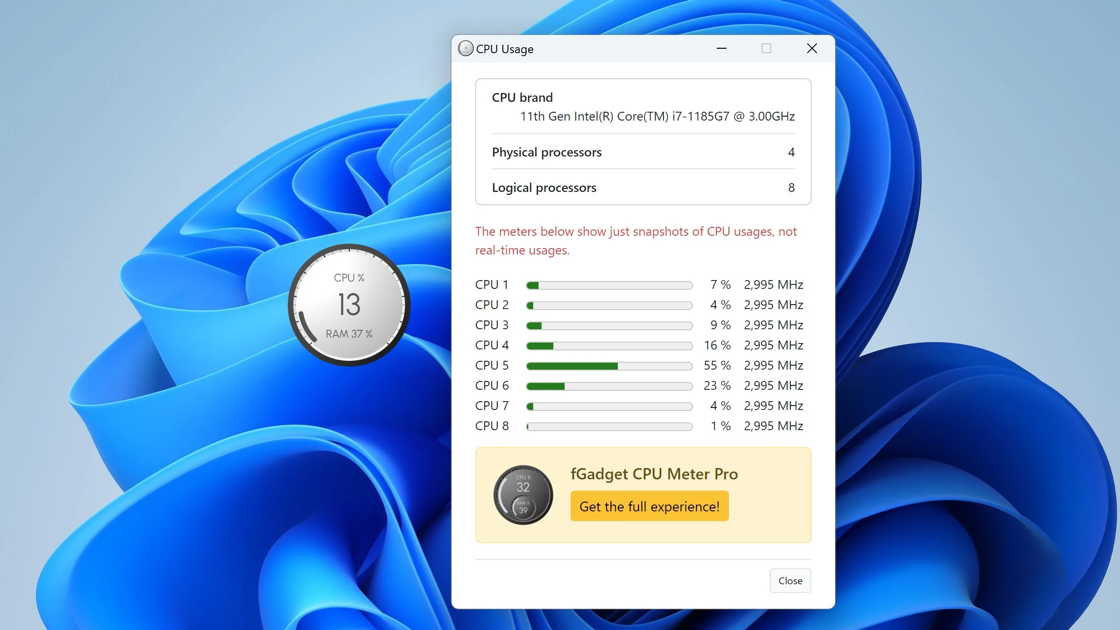 fGadget CPU Meter Lite screenshot 3