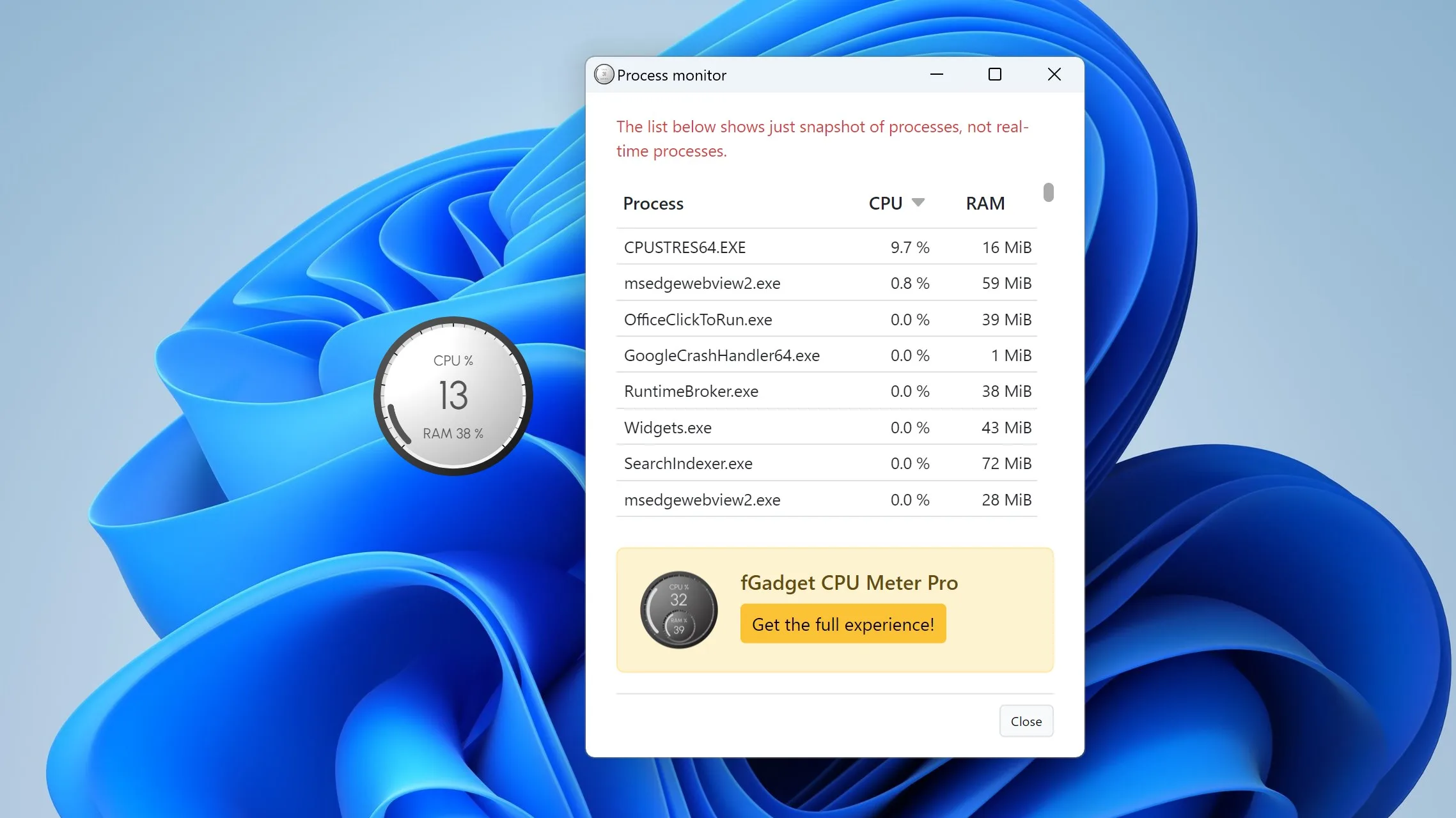 fGadget CPU Meter Lite screenshot 4