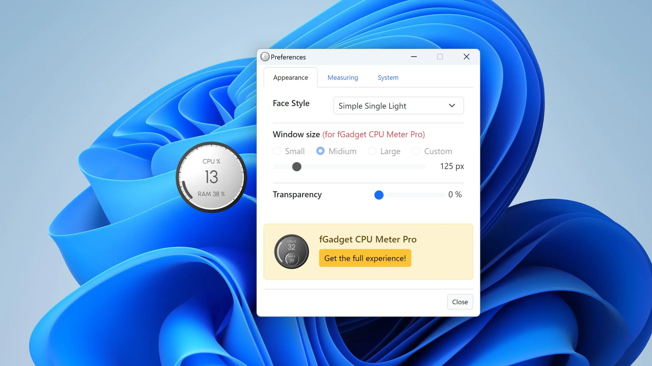 fGadget CPU Meter Lite screenshot 5