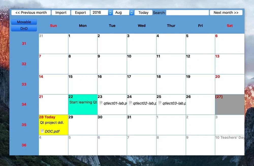 Desktop Calendar‘ screenshot 1