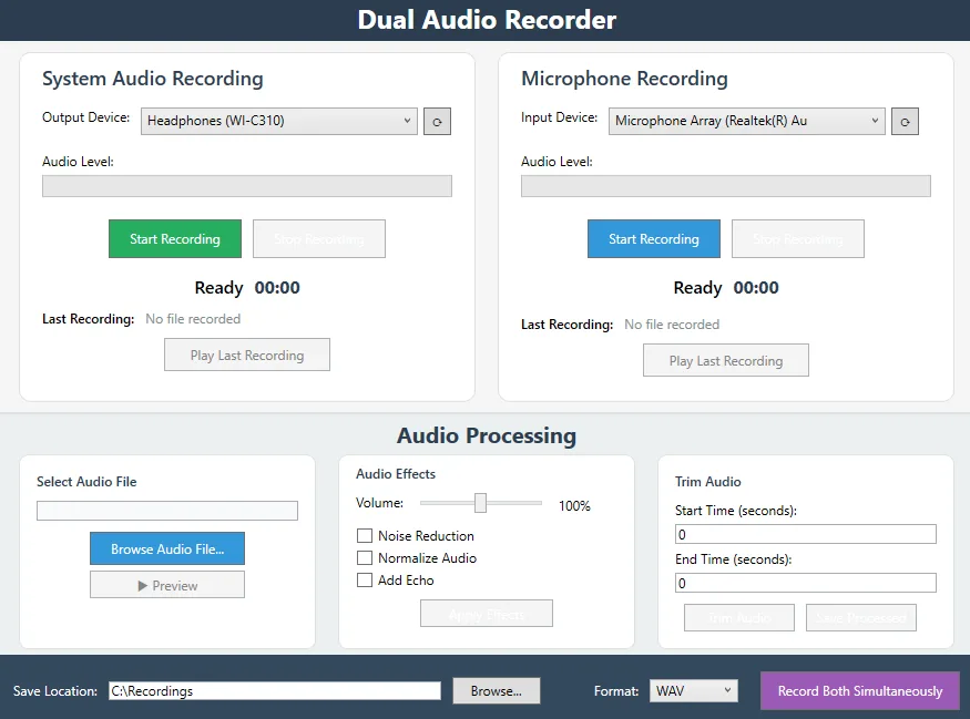Sound recorder for Windows screenshot 1