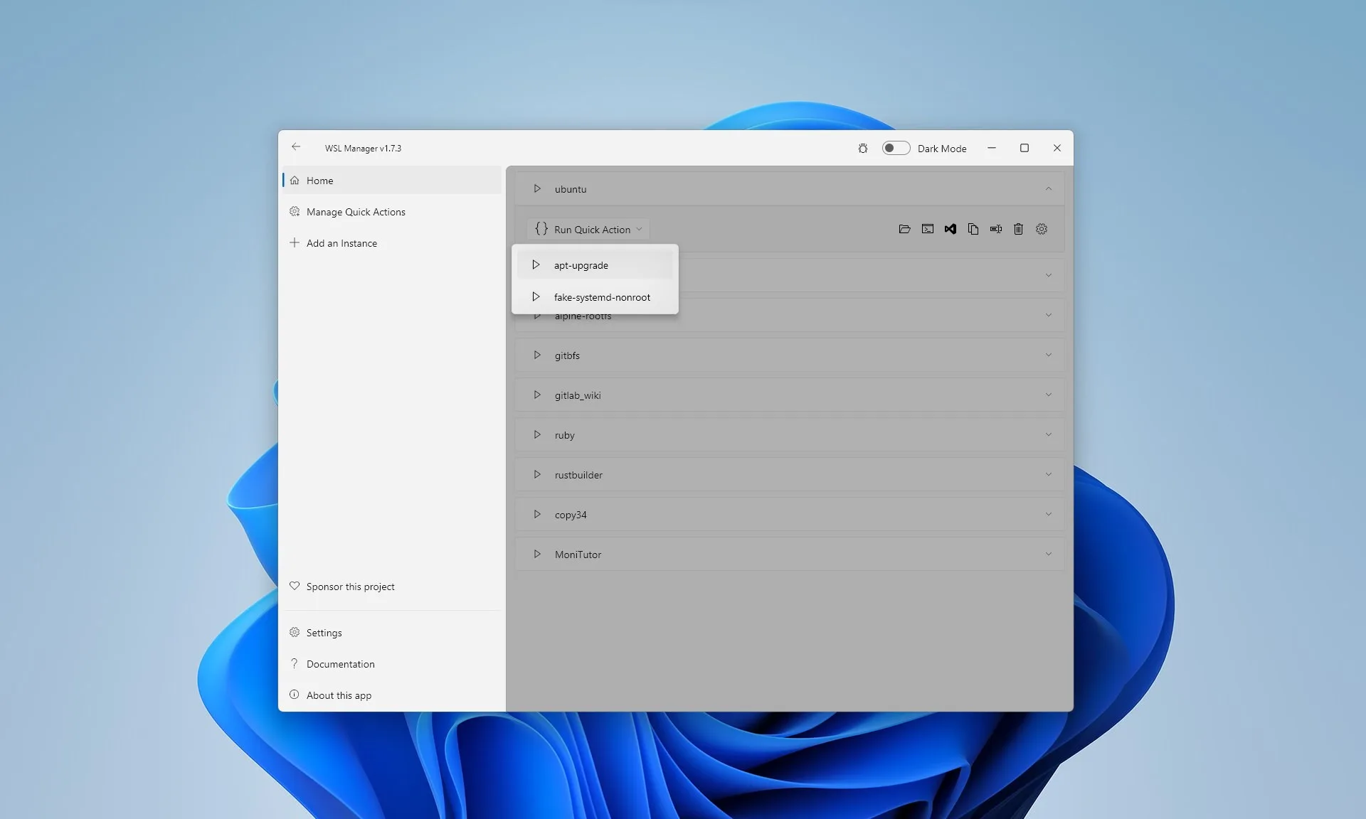 WSL Manager screenshot 2