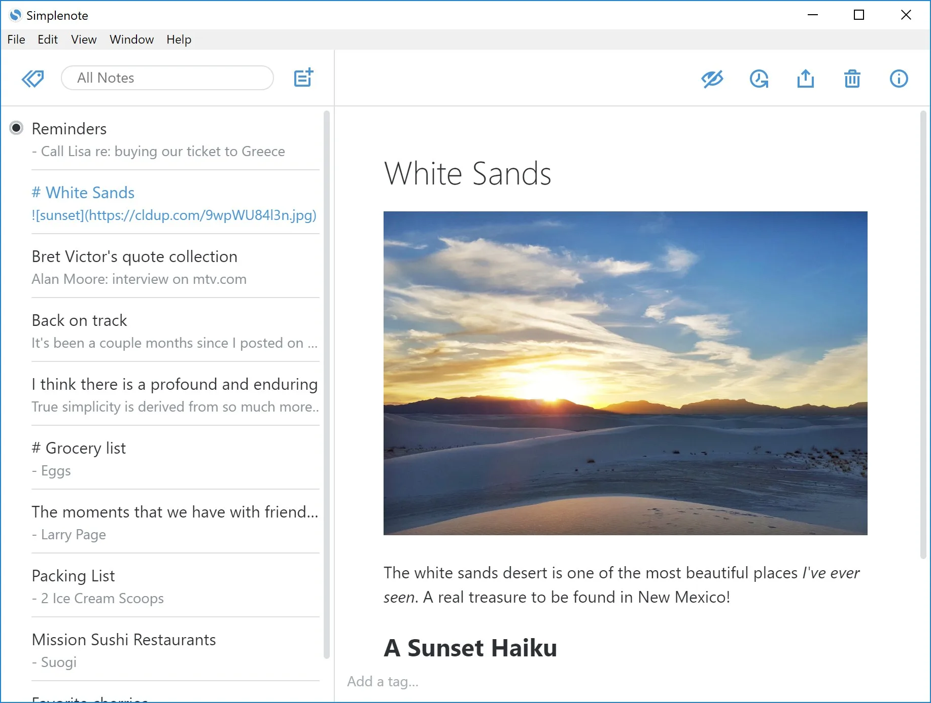 Simplenote screenshot 1