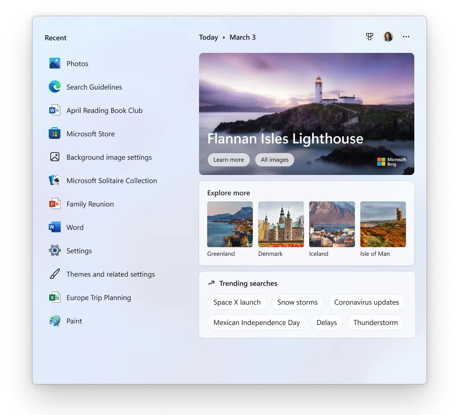 Microsoft Bing screenshot 1