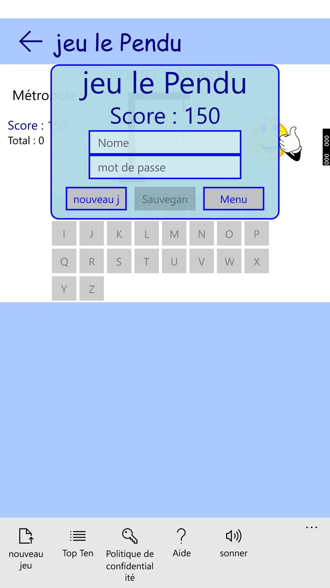 jeu le Pendu screenshot 1