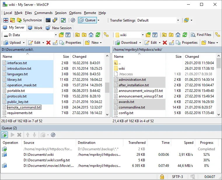WinSCP screenshot 1
