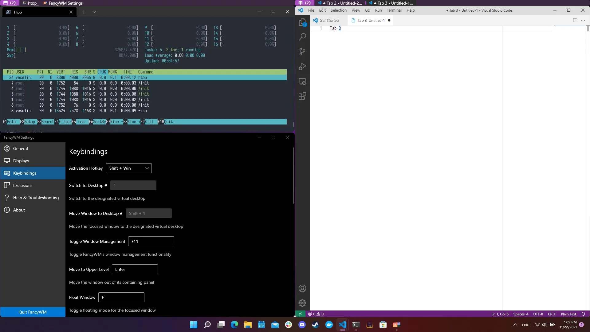 FancyWM - Dynamic Tiling Window Manager screenshot 1
