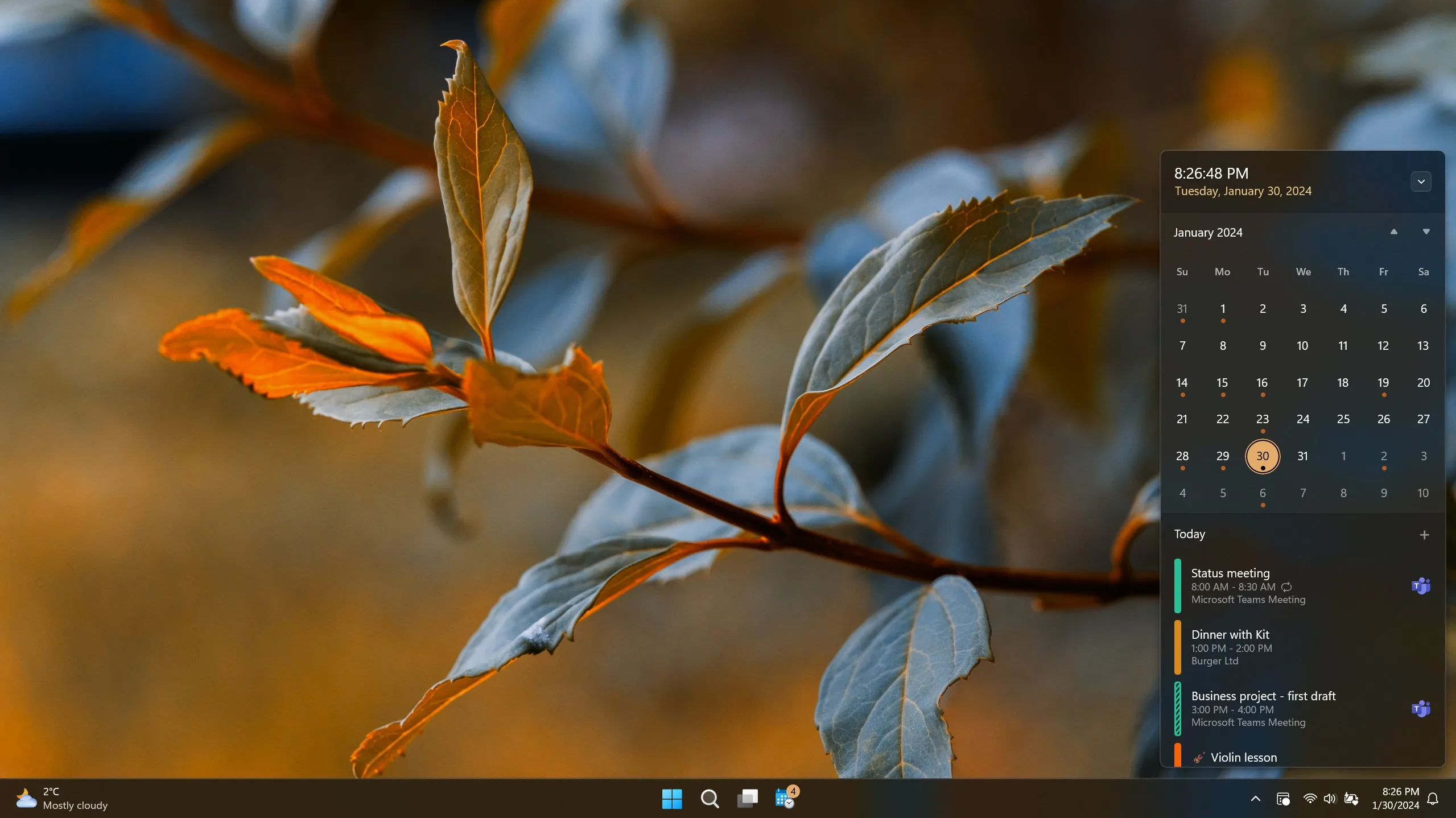 Calendar Flyout screenshot 1