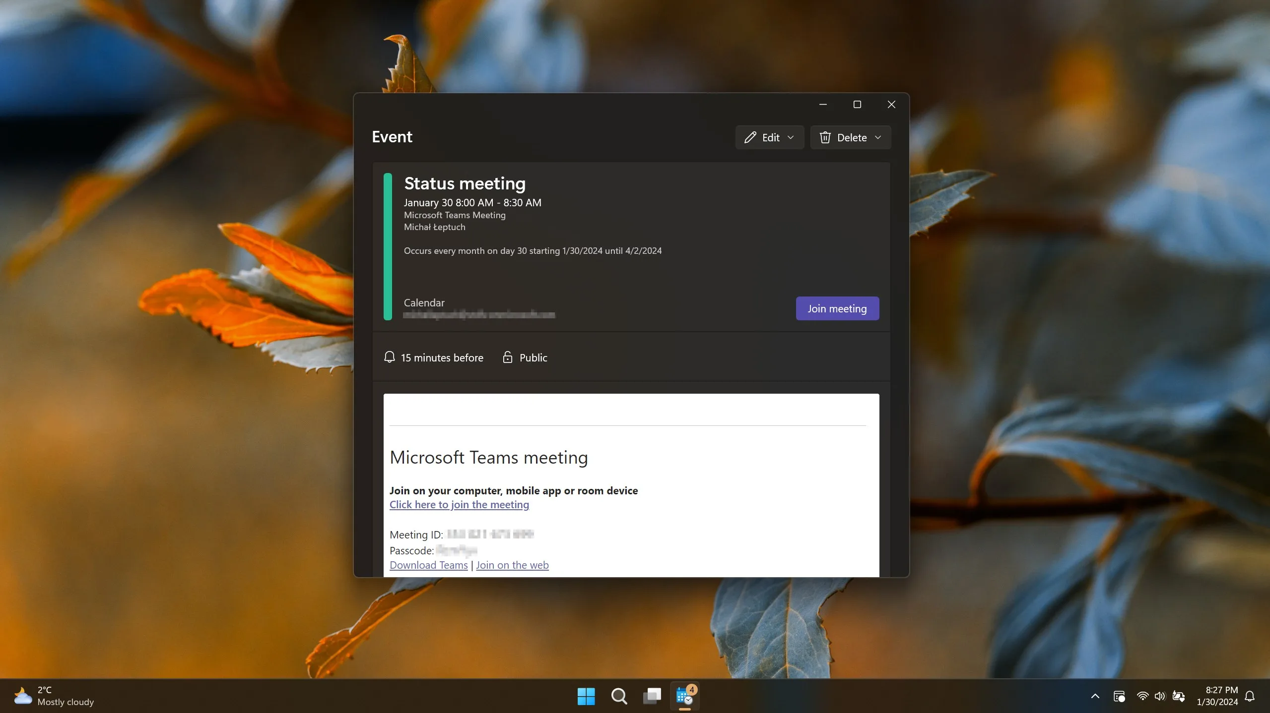 Calendar Flyout screenshot 4