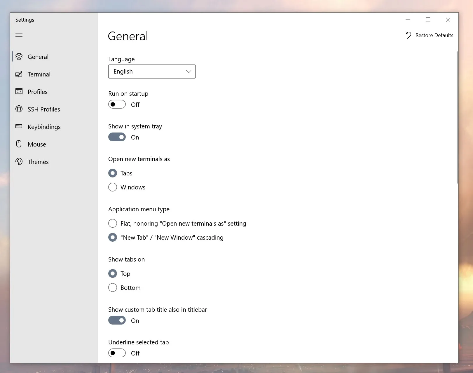Fluent Terminal screenshot 1