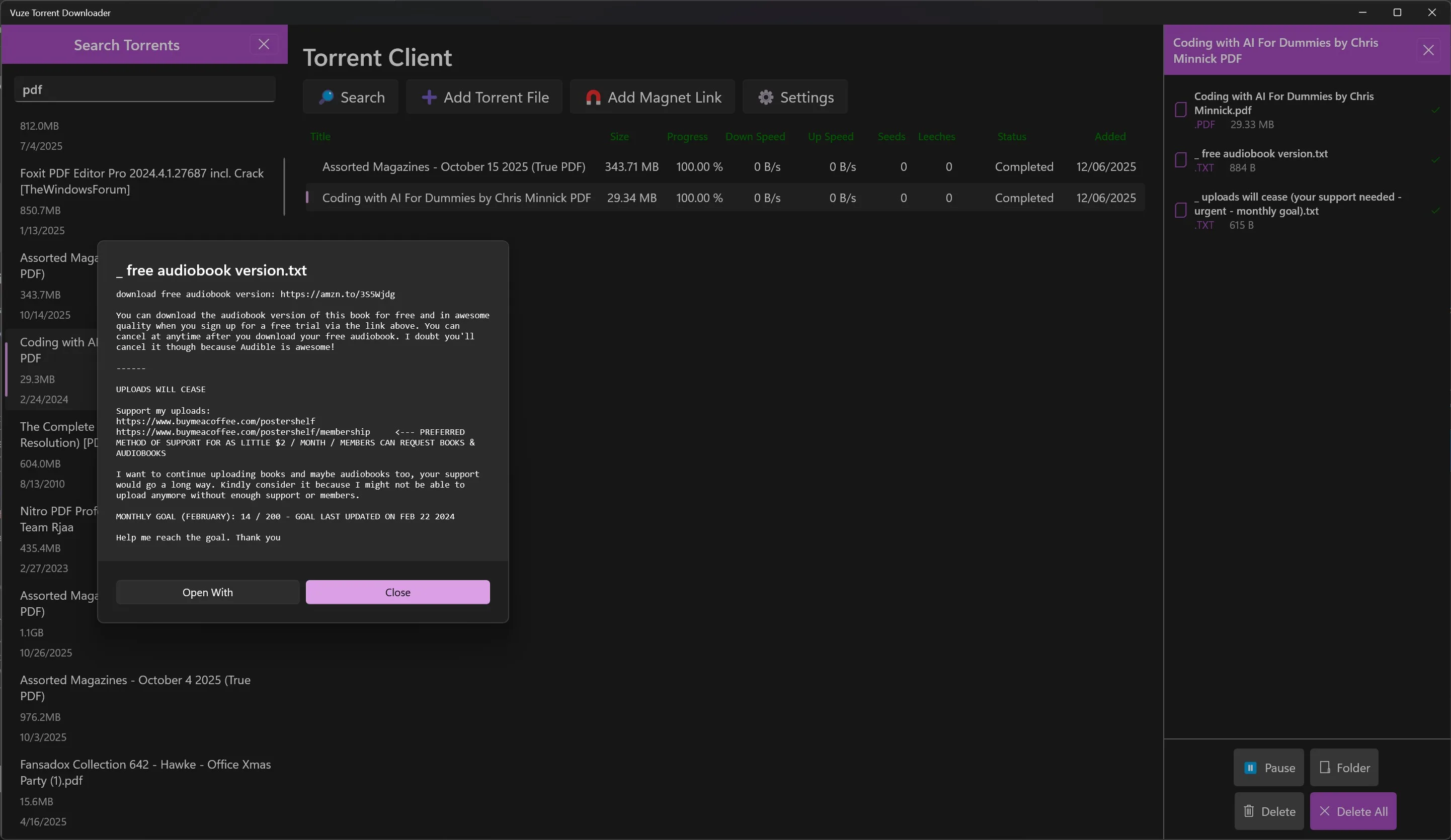 Vuze Torrent Downloader screenshot 3