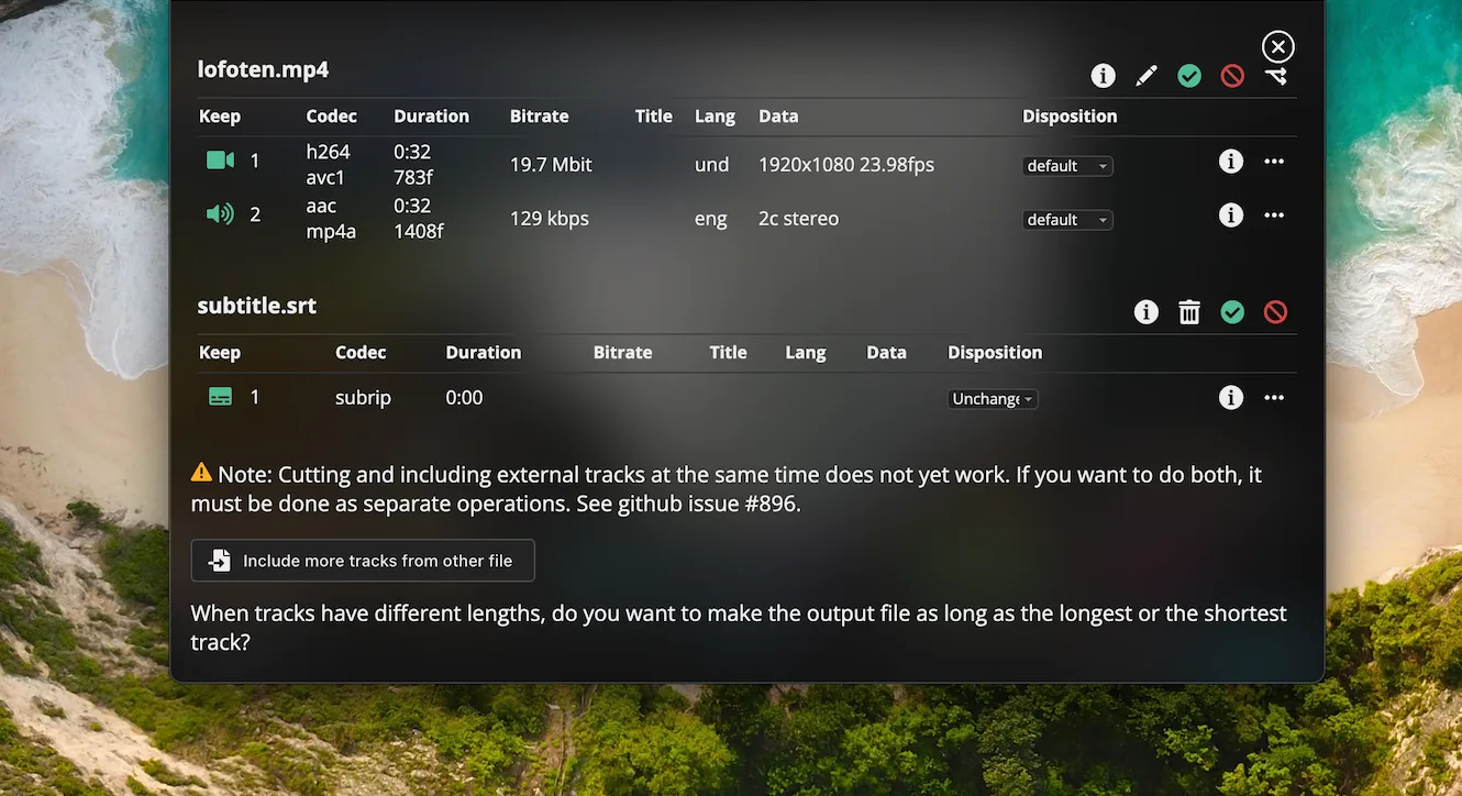 LosslessCut screenshot 3