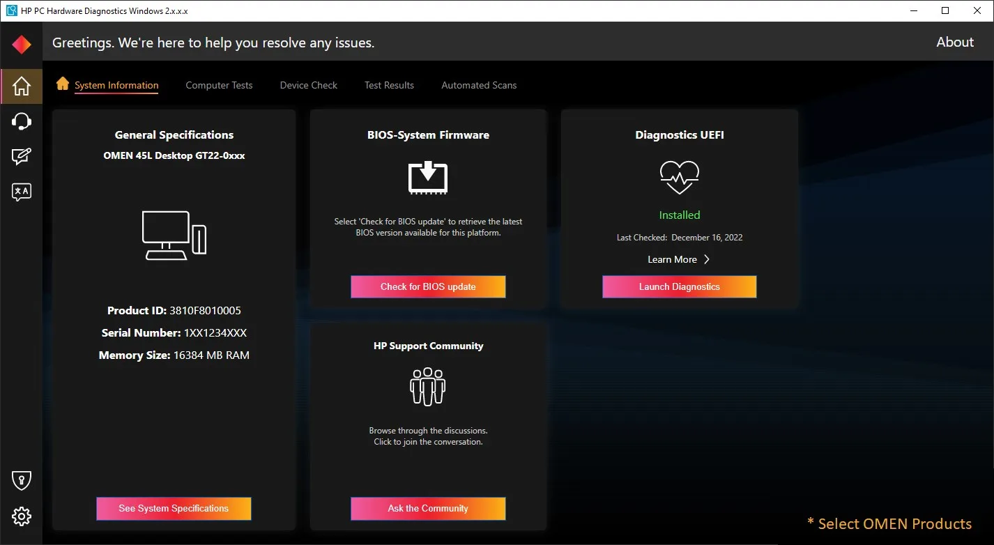 HP PC Hardware Diagnostics Windows screenshot 3