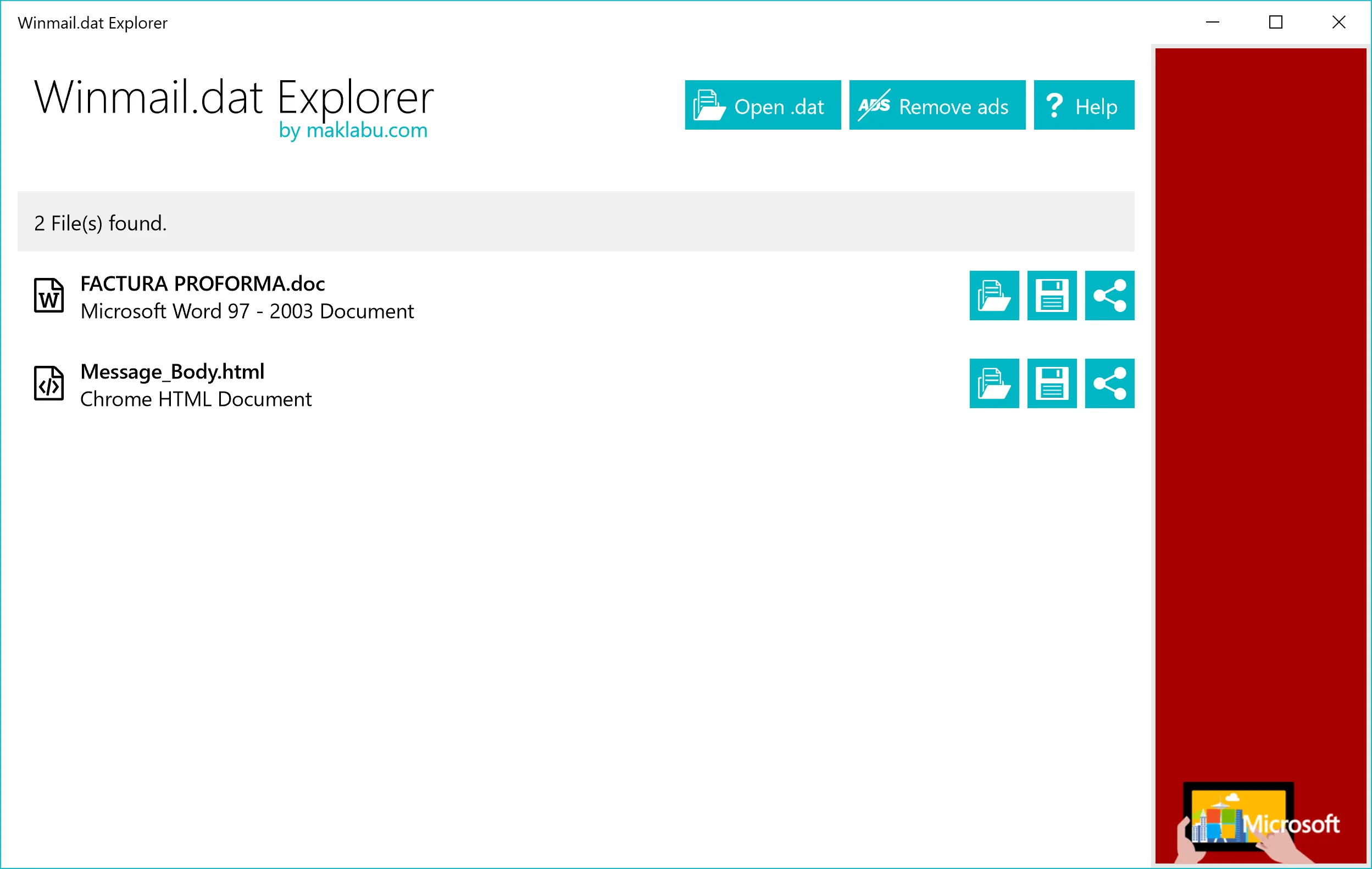 Winmail.dat Explorer screenshot 3