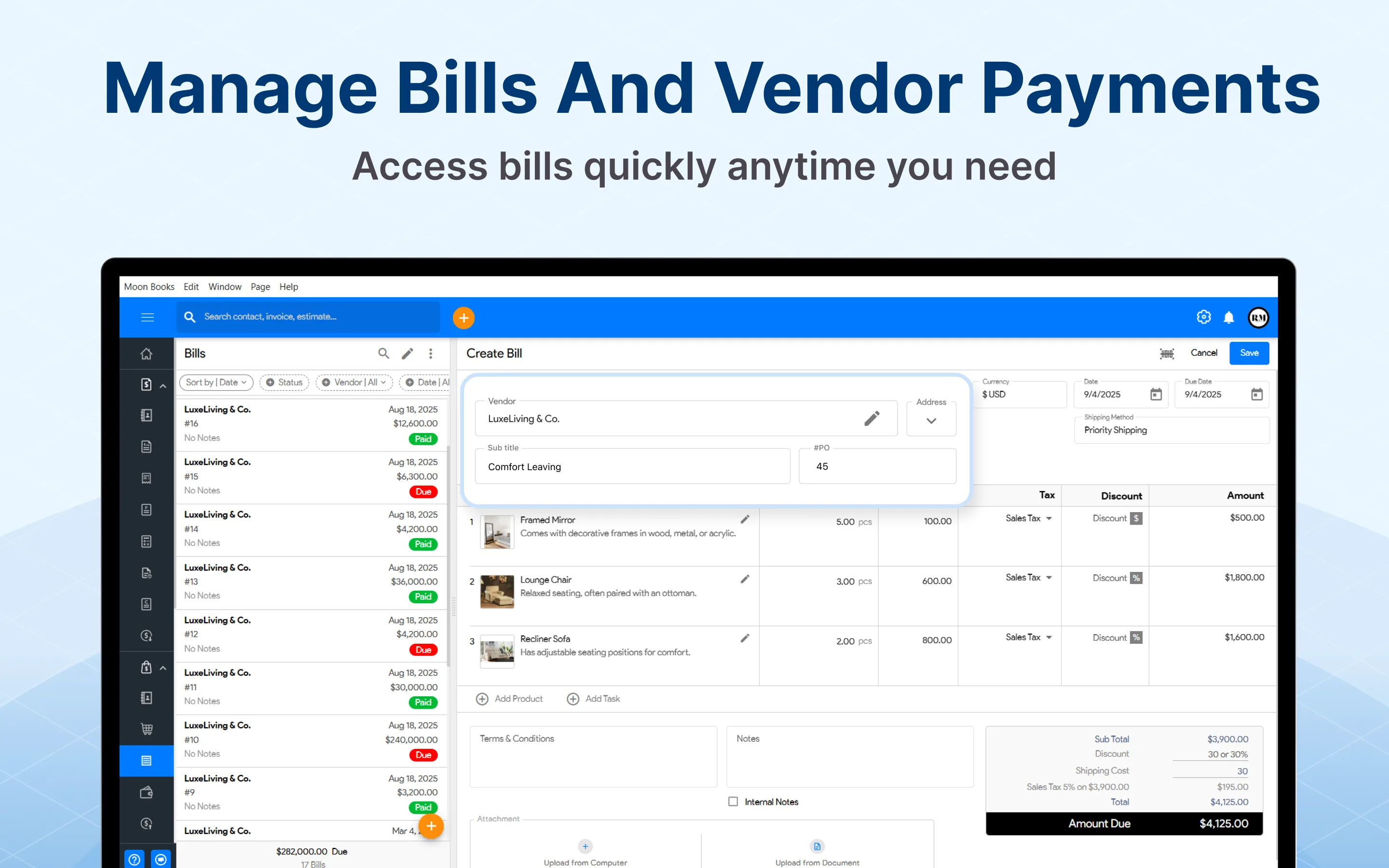 Accounting & Billing Software By Moon Books screenshot 1