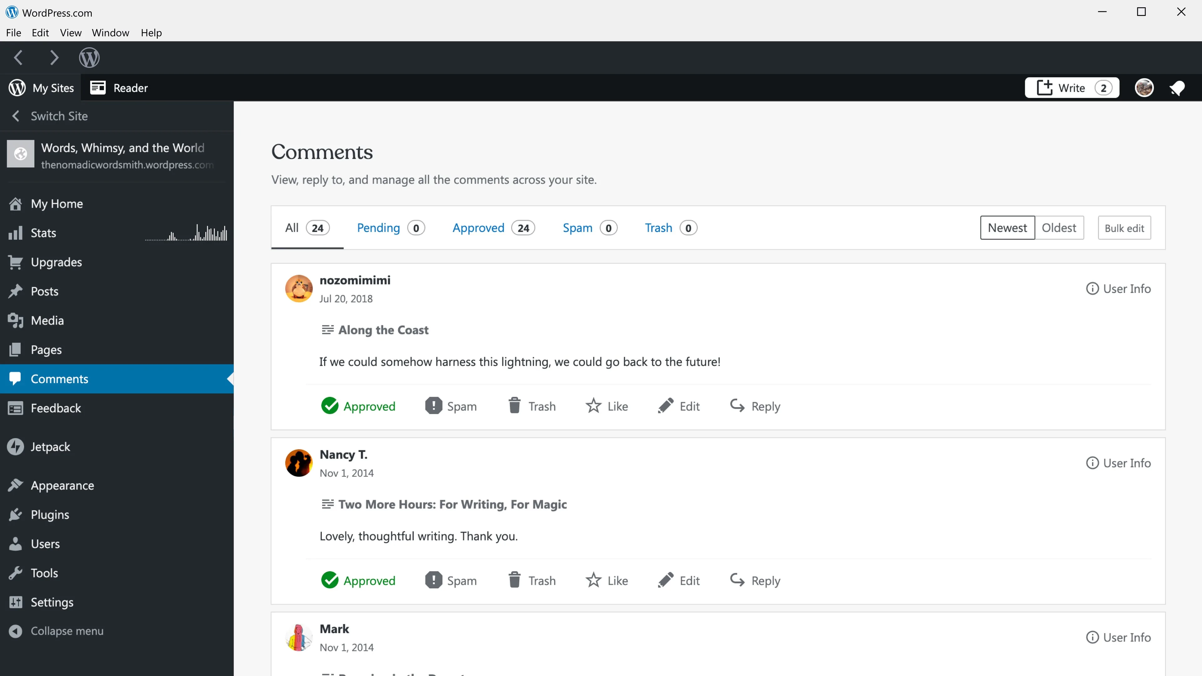 WordPress.com screenshot 1