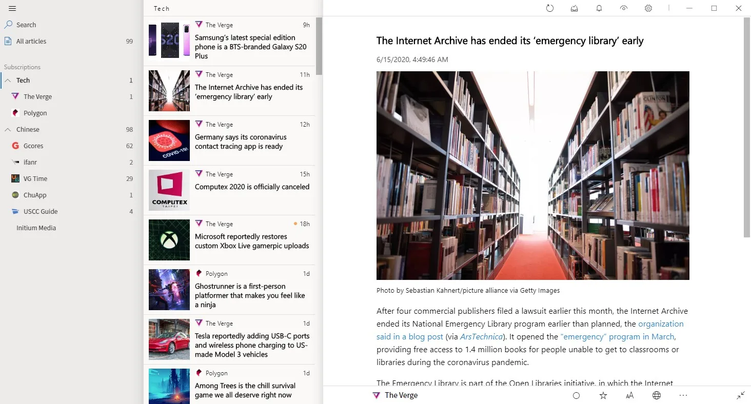 Fluent Reader screenshot 1