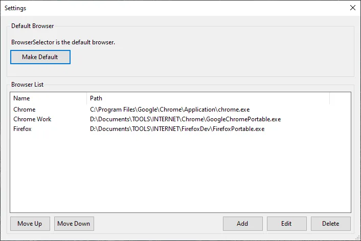 BrowserSelector screenshot 2