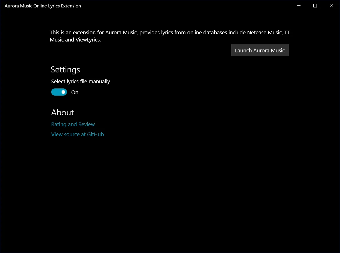 Aurora Music Online Lyrics Extension screenshot 4
