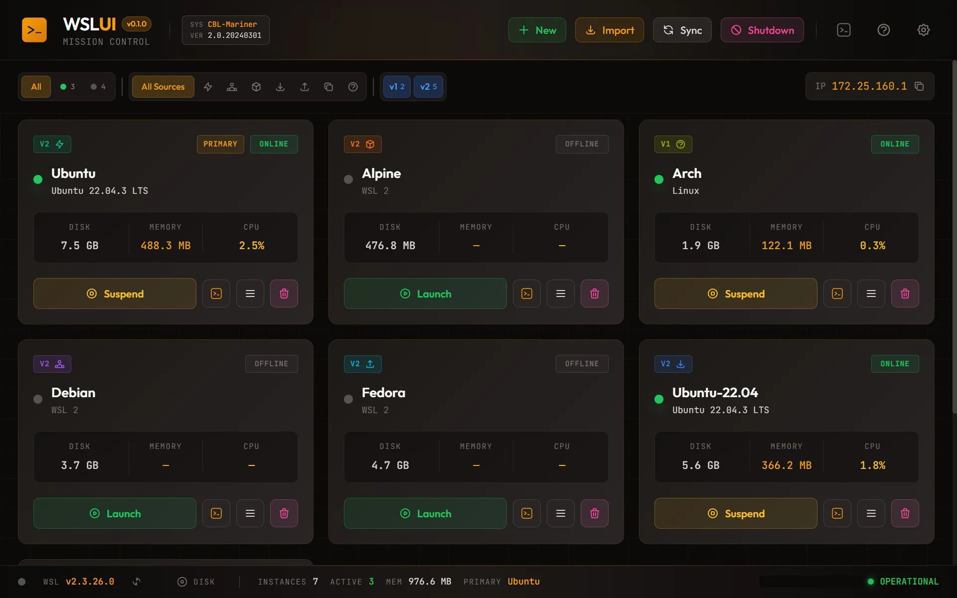 WSL UI screenshot 1