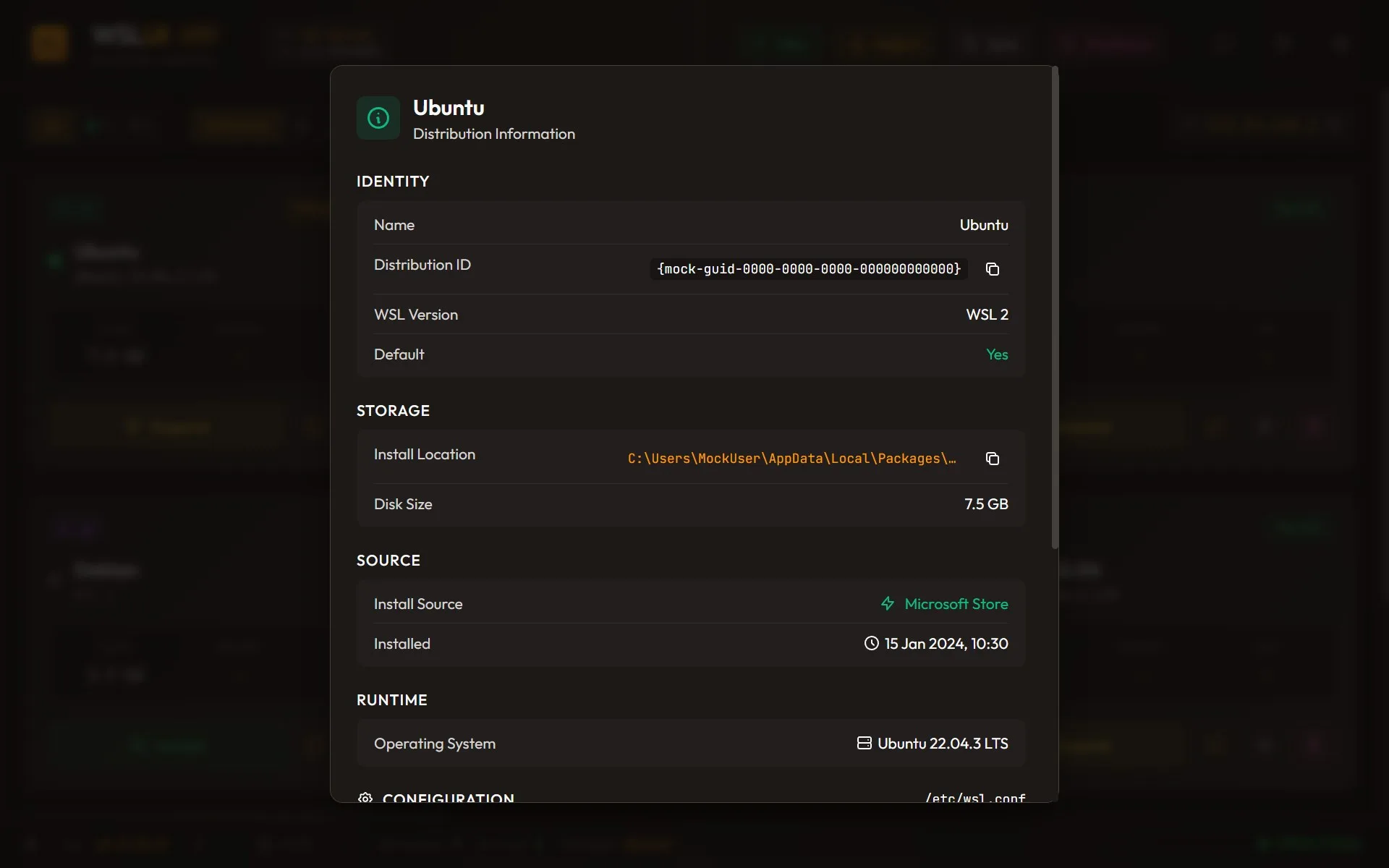 WSL UI screenshot 2