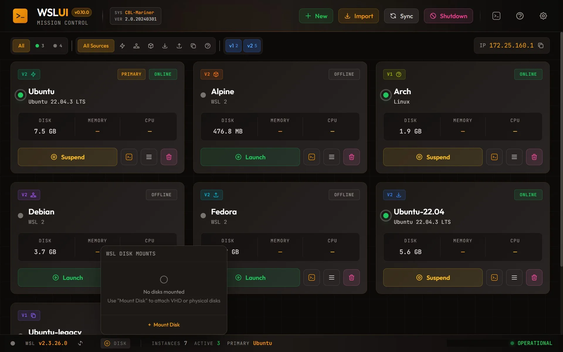 WSL UI screenshot 3
