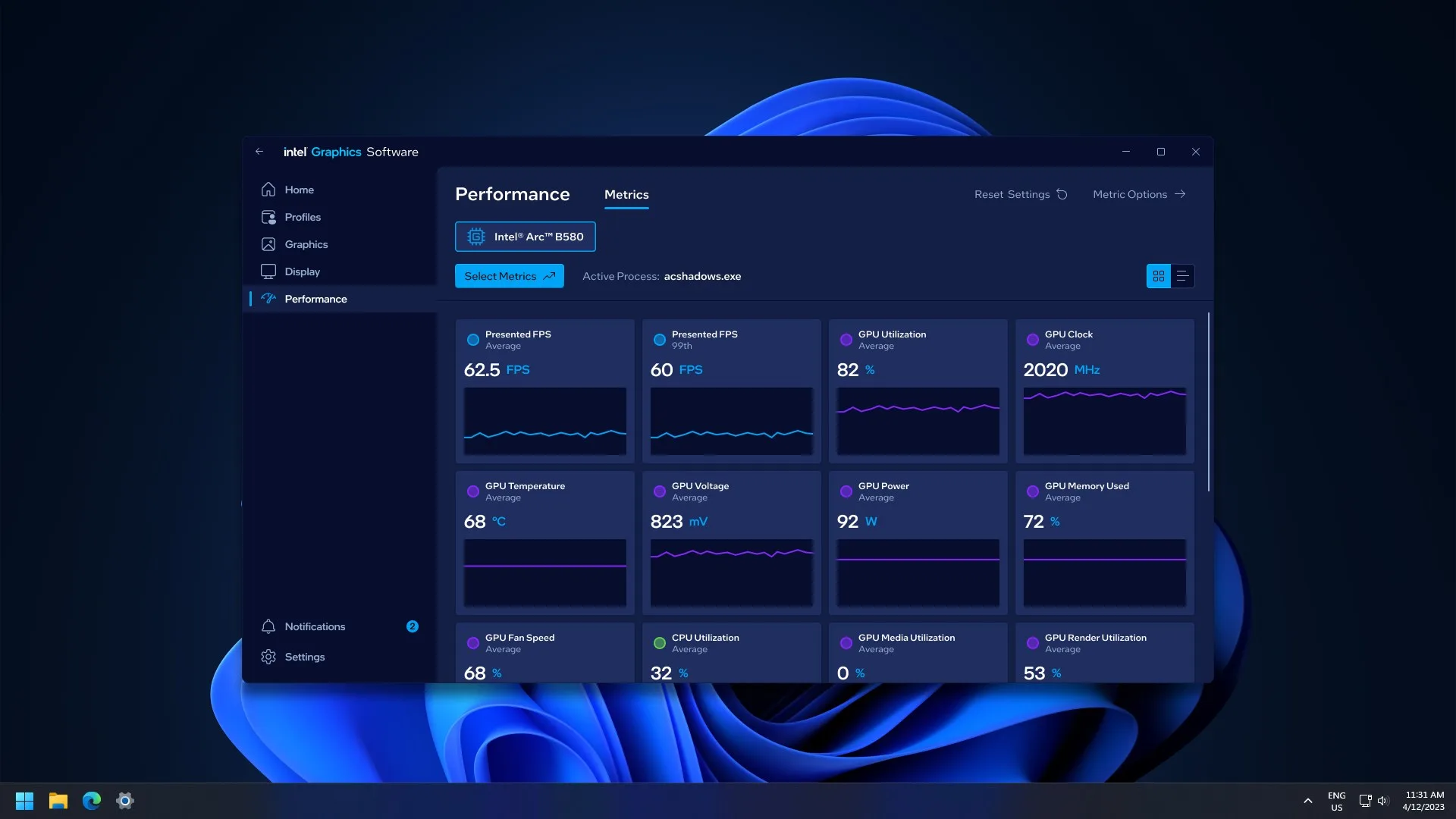 Intel® Graphics Software screenshot 2