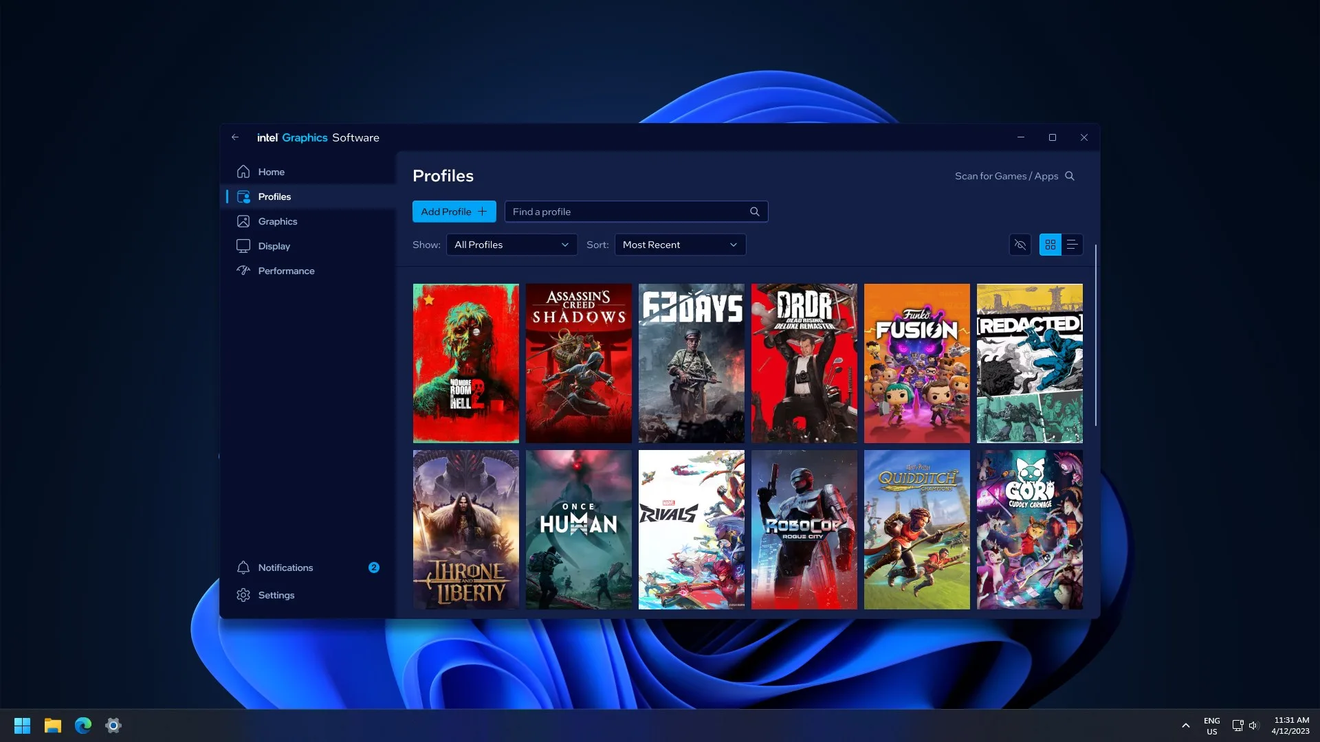 Intel® Graphics Software screenshot 3