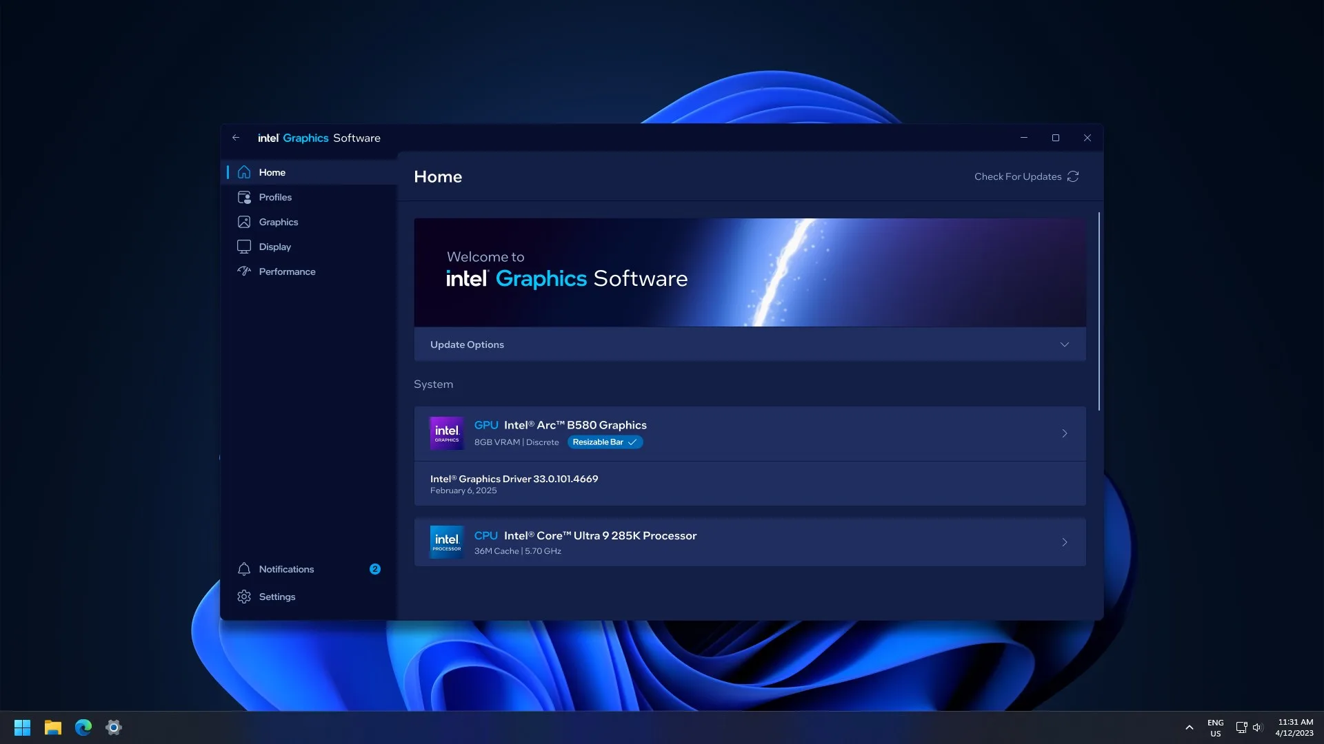 Intel® Graphics Software screenshot 4