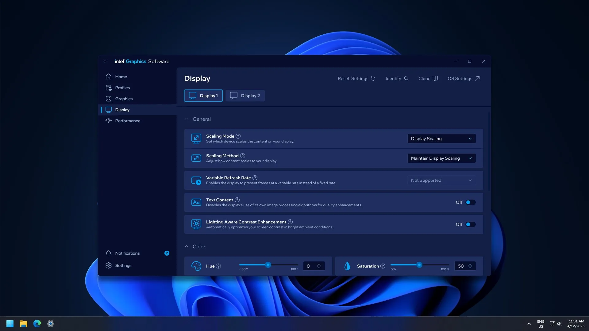 Intel® Graphics Software screenshot 5