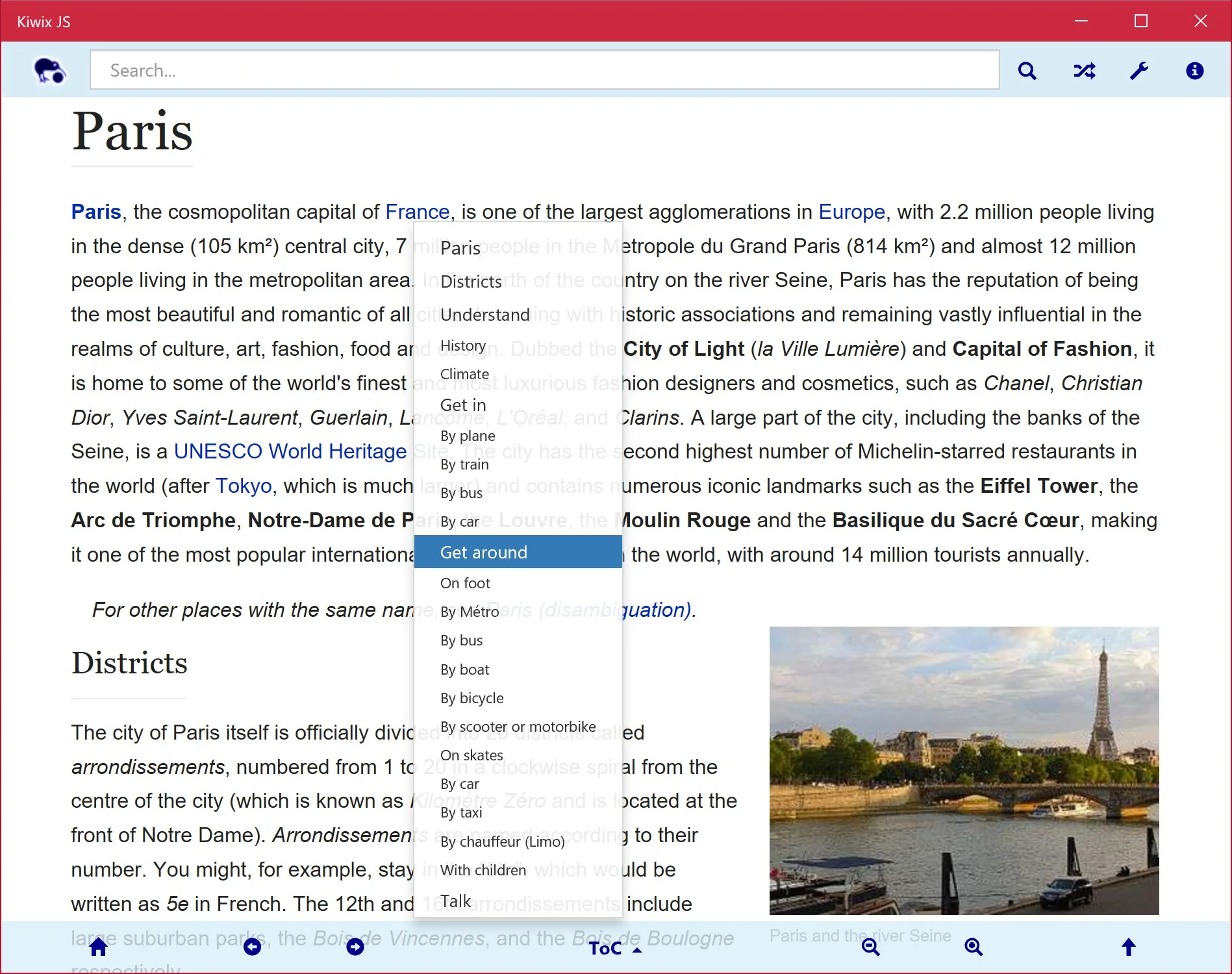Kiwix JS screenshot 1