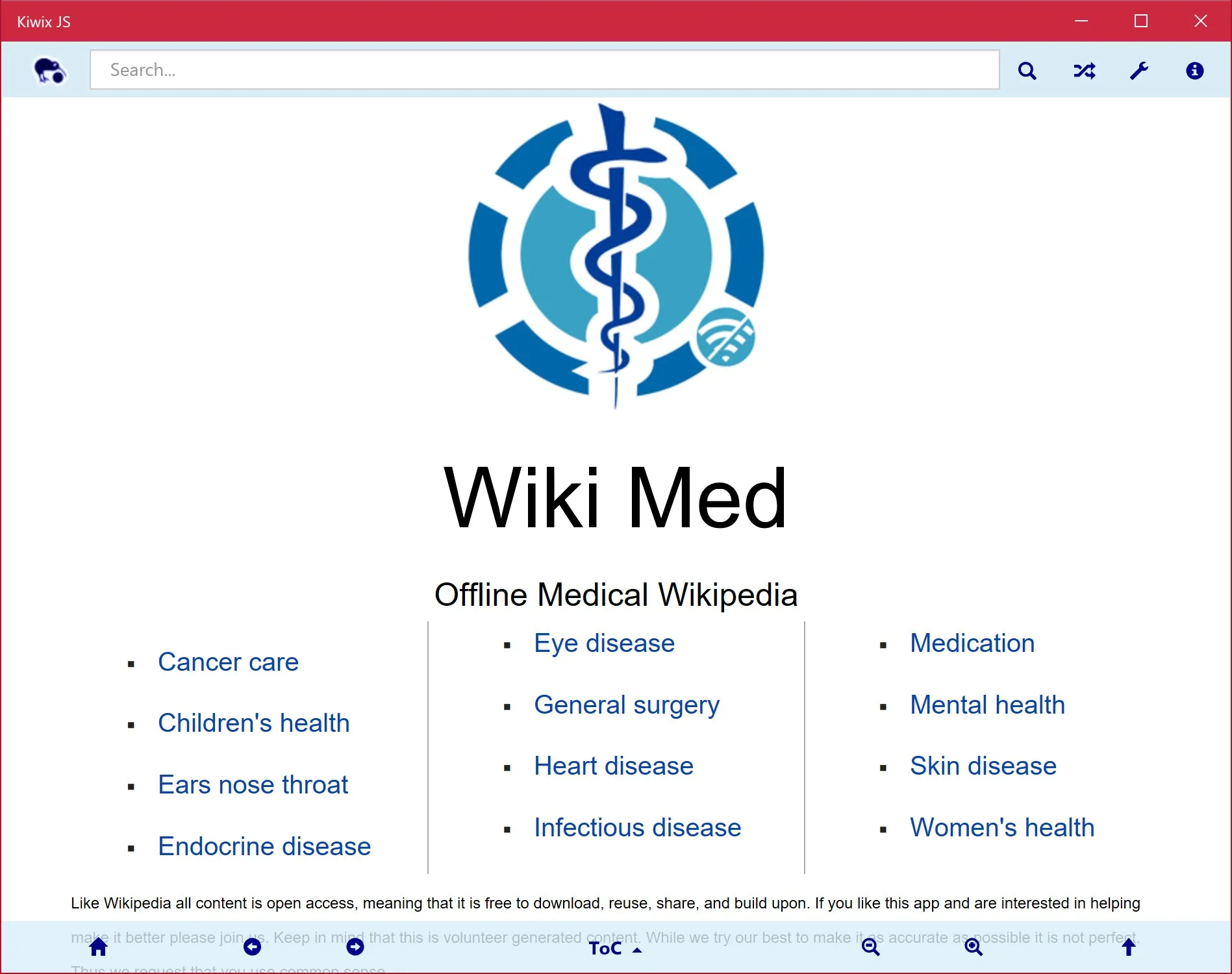 Kiwix JS screenshot 2