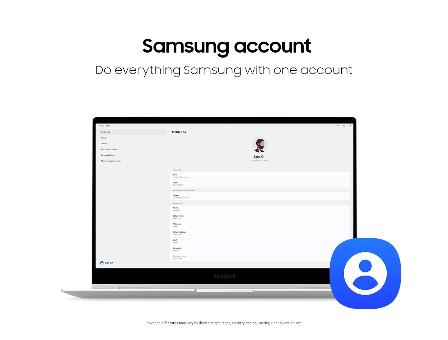 Samsung account screenshot 1