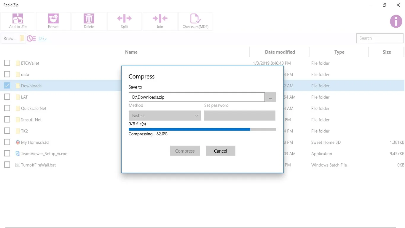 Rapid Zip screenshot 1