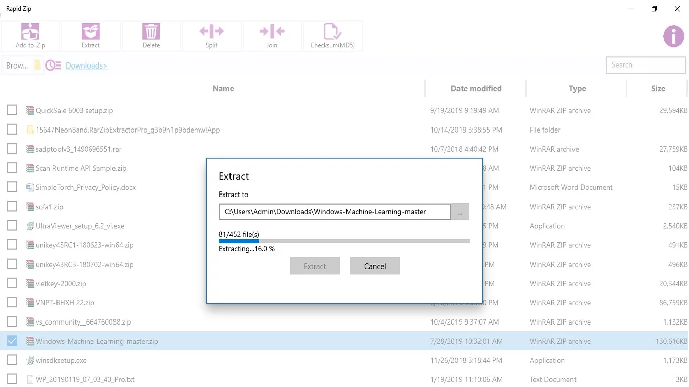 Rapid Zip screenshot 2