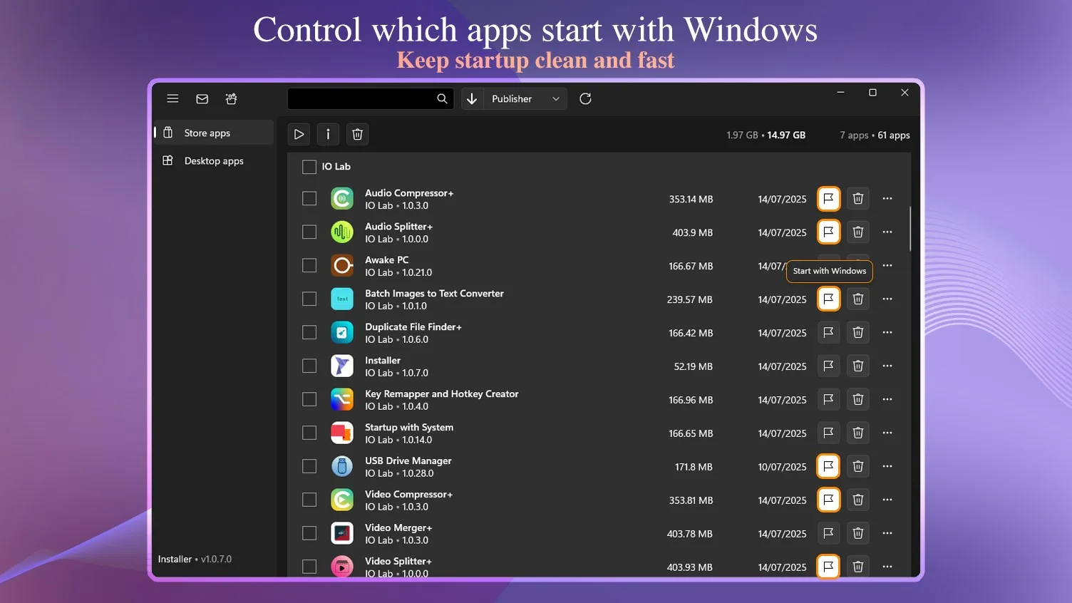 Installer - Bulk Uninstaller & Startup Manager screenshot 1