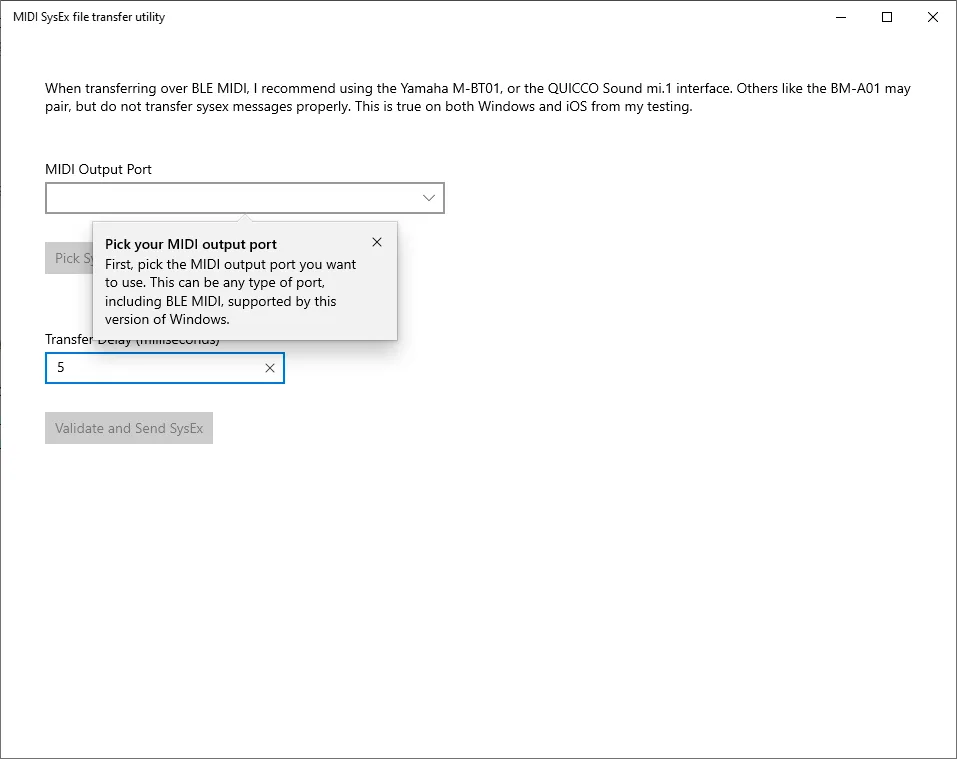 MIDI SysEx Transfer Utility screenshot 3